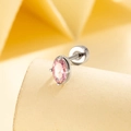 Orecchino a perno in zircone rosa ovale per cartilagine con montatura in metallo argento - Stile Zirconia Ovale Rosa (A-448) / Pezzo Singolo
