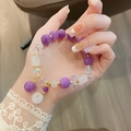 Elegante pulsera de cuentas de jade púrpura de 10mm con dije de jadeíta en la muñeca - Jade Púrpura Lavanda