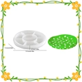 Polka dot mushroom tray resin mold set in vibrant green silicone with circular dividers - Mushroom Tray Mold
