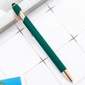 Dark green matte retractable ballpoint pen with rose gold clip and stylus tip - Dark Green