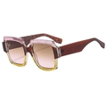 Retro oversized square sunglasses with pink and yellow glitter gradient frames and tinted lenses - Tea Frame Tea Pink Lens