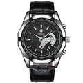 Men's chronograph watch with black leather strap and silver steel case - Silver Case Black Dial Leather Strap