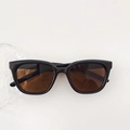 Retro square kids sunglasses with black frames and brown lenses on a white background - Dark Brown