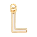 Golden letter L pendant with white enamel finish and double connector rings - White - Letter L