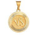 Gold plated round Capricorn zodiac charm pendant with a polished metallic finish - Gold Capricorn