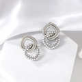 Elegant silver intertwined geometric hoop earrings with pearls and 18K vacuum plating - Steel