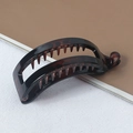 Dark brown tortoiseshell banana hair clip with double-row teeth for ponytail - Tortoiseshell / Coffee