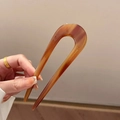 Elegante U-vormige haarspeld in amber schildpadmotief met glanzende afwerking - Schildpadmotief / Amber U-Vormige Haarstok