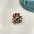 Mini amber marble acetate hair claw clip for women, handmade in France style design - 2.6cm / Blue Marble