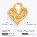 Pendentif cadenas cœur doré avec zircons en acier inoxydable pesant 1,51 gramme - Cadenas de Coeur Zircone(PJ91572)