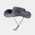 Quick-dry mesh outdoor sun hat with wide brim and adjustable chin strap in dark grey - One Size / Dark Gray