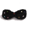 Occhiali da sole cat-eye con pelliccia nera e strass multicolori su sfondo bianco - Nero