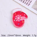 Translucent red resin mitten charm with glitter and snowflake pattern for DIY crafts - Gloves