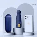 Navy blue mini flat umbrella with UPF50+ case, compact pocket size for sun and rain - Navy Blue + Capsule Box