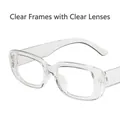 Retro transparent square frame sunglasses with clear lenses and punk style aesthetic - Transparent Frame Clear Lens