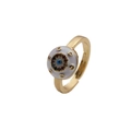 Goldener Evil Eye Ring mit weißer Emaille, blauem Stein und bunten Zirkon-Akzenten - Einstellbar Offen / Weiß