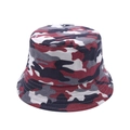 Detail of red camouflage fisherman hat showing reinforced stitching and durable canvas fabric - One Size / Red Camouflage