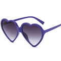 Gafas de sol de corazón de moda con montura morada y lentes degradadas grises - Montura Azul Degradado Gris