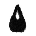 Elegante schwarze Feder-Hobo-Tasche mit schlanker Tropfenform für modisches Styling - Schwarz