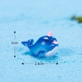 Miniature blue narwhal figurine with pink horn for micro landscape and bonsai decor - No. 17 Narwhal