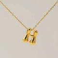 Polished gold titanium steel necklace featuring a 3D bubble letter H pendant on a fine chain - Gold - Letter H