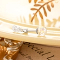Titanium steel belly button ring with 6mm clear faceted crystal ball and teardrop gem - AB Aurora (A399-1#)