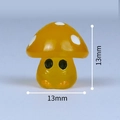 Luminous orange resin mushroom figurine with white dots and eyes, size 13mm x 13mm - Glow in the Dark Orange