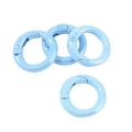 Sky blue round spring ring buckles in a 4-piece set for DIY jewelry and keychain making - Plated Sky Blue