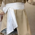 Eleganter weißer breiter Obi-Gürtel mit Schleife für Damenkleider und Röcke - Weiß