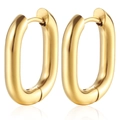 Dettaglio degli orecchini a cerchio a U in acciaio inossidabile dorato con finitura lucida - 3.0*18mm / Stile Ago Curvo Oro (MS-095)