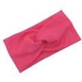 Detail of rose red ribbed cotton yoga headband featuring a decorative twisted knot design - Rose Red