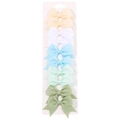 Set of 10 mini grosgrain ribbon bow hair clips in pastel colors for babies and girls - 10G-Spring Fresh