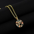 Gold-plated P-letter pendant necklace with multi-colored zircons and pavé crystals - Gold Plated Rainbow Zirconia Letter P