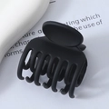 Matte black small square hair claw clip with frosted texture for versatile styling - Black Frosted High Ponytail 3.8cm Claw Clip (4#)