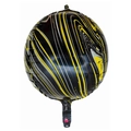 22 inch 4D round foil balloon with black gold and silver marble pattern for party deco - Black Gold Agate Round Balloon