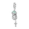 925 sterling silver Easter egg charm with pink enamel and blue cross pendant - Opening Cross Easter Egg (BSC779)