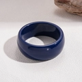 Macro detail of dark blue resin bangle with wide band and smooth polished finish - Small / Solid Dark Blue Glossy