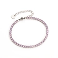 Zilveren roestvrijstalen tennisarmband met lavendelpaarse rond geslepen zirkonia's - Platina Paarse Zirkoon