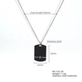 Detailed specs of stainless steel dog tag necklace with silver starburst pendant details - 535-04 Square Star