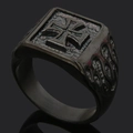 Anello vintage martello di Thor Mjolnir in acciaio al titanio nero per uomo - US 8 / Nero