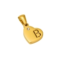 Detail of a golden heart pendant with hollow letter B and a sparkling gemstone inlay - Letter B