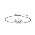 925 sterling silver chain bracelet with a cute white panda pendant and adjustable clasp - Black Gold Plated White Panda Pendant Bracelet 1.2g
