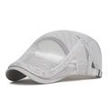 Light gray breathable mesh flat cap with metal side adjustment buckle for summer style - Light Gray