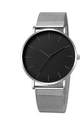Reloj minimalista ultrafino para hombre con correa de malla plateada y esfera negra - Caja Plateada Correa Malla Plateada Esfera Negra (11)