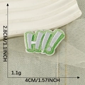 Self-adhesive HI letter embroidery patch in green and silver grey for DIY clothing - HI! Gray Green