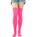 Detail of rose red over-the-knee socks showing the high elastic knitted fabric texture - Rose Red