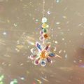 Kristallen zonnevanger zonnebloem met amberkleurig hart voor regenboogeffecten in huis - Enkele Bloem AB Kleur