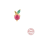 Pink berry fruit cartilage stud earring in gold finish crafted from S925 sterling silver - Apple