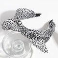 Detail of fashion headband with black and white leopard print and top knot bow design - Small Leopard White
