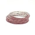 Sparkling pink and silver 2.0mm rhinestone multi-layer elastic bridal bracelet - Silver Multi-layer Mixed Pink Gemstone